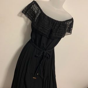 Black Off-Shoulder 135cm Long Sundress